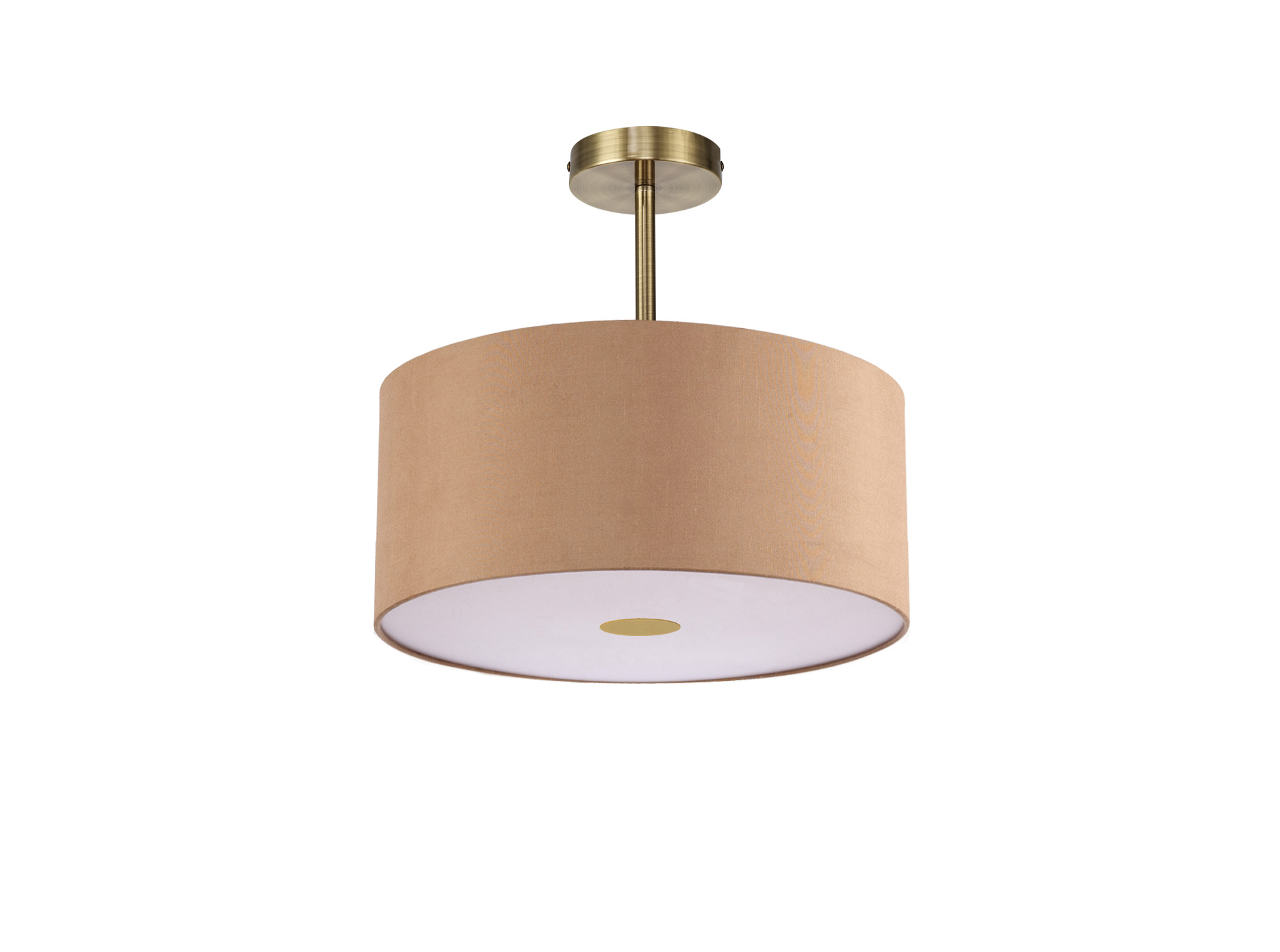 Baymont 40cm Semi Flush 1 Light Antique Brass, Antique Gold/Ruby, Frosted Diffuser DK0180  Deco Baymont